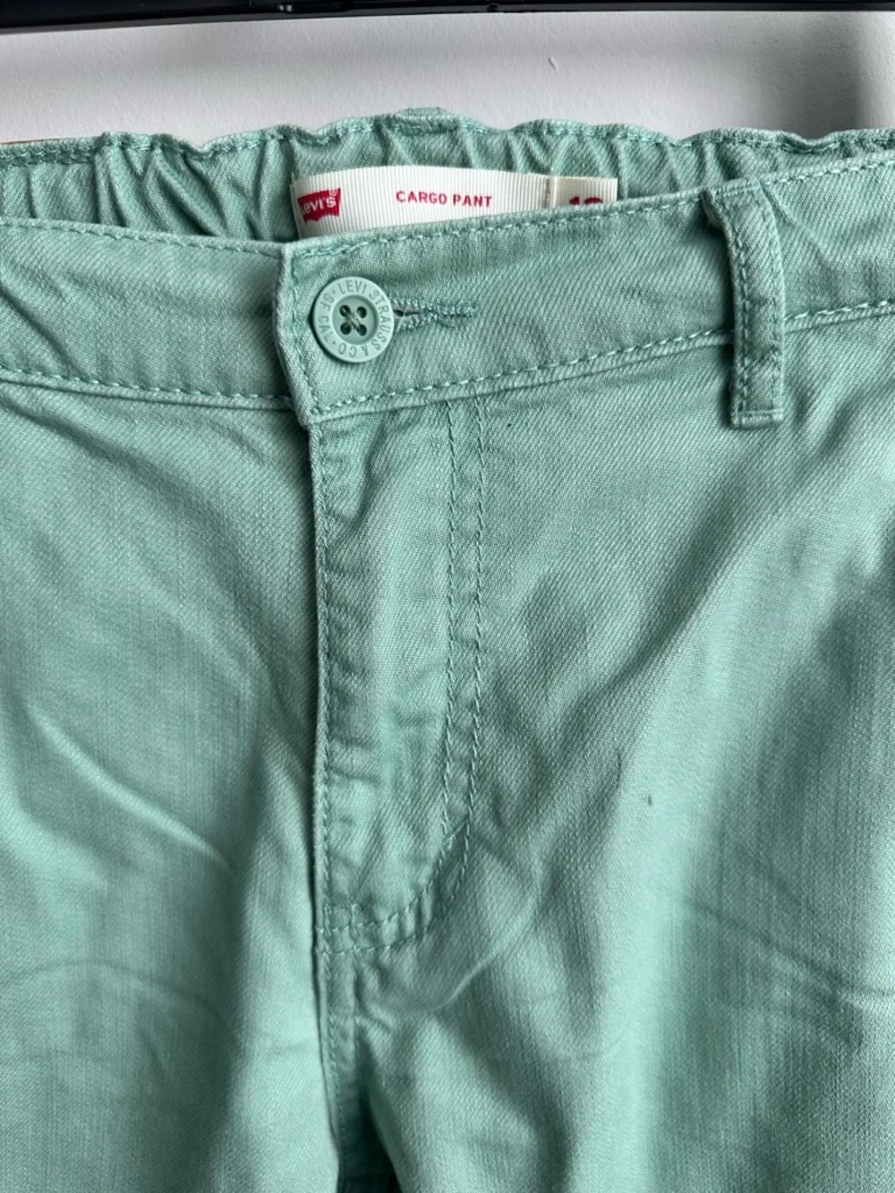 Levi’s Mint Green Cargo Pants Trendy Cotton Everyday Playwear Unisex Size 12R - Picture 7 of 13